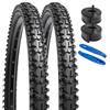 YUNSCM 2-PCS 24 pollici Montagna bicicletta pneumatici 24x2.125/57-507 and 24 pollici bicicletta camera d'aria Schrader Valve Compatible with 24x2.0 24x2.10 24x2.125 24x2.15 (Y-412)