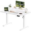 TRIUMPHKEY Scrivania Regolabile in Altezza Ripiani per Monitor,140x 60cm Scrivania Elettrica con 2 Memorie,Scrivania da Ufficio e Casa,Standing Desk,Bianco