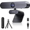DEPSTECH DW50 Pro Webcam 4K, Zoom Ottico 3X Webcam PC con Doppio Microfono e Telecomando, Sensore Sony, Microfoni con Cancellazione del Rumore, Auto-Focus, Telecamera PC per Riunioni, Conferenze, Live