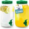 HEFTMAN Dispenser per bevande in plastica con rubinetto - 2 pezzi, 3L, dispenser per acqua fredda con rubinetto, maniglia, coperchio a vite, frigorifero per cocktail (Verde)