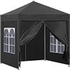 CLIPOP Gazebo pop-up da esterni, 3 x 3 m, con 4 pannelli laterali e borsa per il trasporto, resistente e istantaneo, per matrimoni, campeggio, spiaggia, colore nero