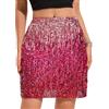 Zffriction Gonna con Paillettes da Donna Glitter Minigonna a Vita Alta Corta Scintillante per Festa di Carnevale Concerto (IT, Testo, XL, Regular, Regular, Rosso)