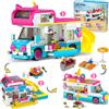 CUBIMANA 3 in 1 Ragazze Camper Van Kit di costruzione - Set di blocchi da costruzione per il campeggio | Giocattoli da costruzione per autobus urbani con scivolo e adesivi | Regali per ragazze