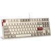 MageGee Tastiera meccanica da gioco 75% con interruttore rosso, tastiera retroilluminata a LED bianca, 87 tasti, compatta TKL, con cavo, per Windows, laptop, PC, gamer, retrò, bianco/grigio