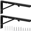 YiPHomn Staffe per mensole ad angolo in ferro resistente, pieghevoli, per casa, cucina, ufficio, parete, 40,6 cm, colore: nero