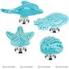 GORGECRAFT 4 Sets Starfish Octopus Shell Dolphin Pomelli per Armadietto In Ceramica Animali Marini Tema Oceano Stile Cartone Animato Manopola per Comò Fatta A Mano Maniglie (Blu)