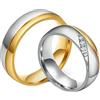 ANAZOZ Anello Acciaio Inossidabile Coppia,Anello Coppia Fidanzto con Incisione Anelli Donna e Uomo Oro Argento Anello con Rotondo 6MM Zirconia Cubica Bianca Taglia Donna 14(54mm) + Uomo 20(60mm)