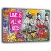 Printerland Quadro Moderno Love is all we need Banksy stile Quadri moderni soggiorno da Parete XXL grande Stampa su tela Canvas Decorazione Murale muro Arredo Camera da letto Cucina (30x40 cm, 7)