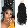 Firstcyh Hair Dreadlocks 14 pollici (confezione da 8), 1B#, 5 cm, Cucita, Boho Moderno, Black, Estensione dei Capelli