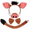 XEPST Animale Warthog Costume Set, Warthog Orecchie e Coda Set con Warthog Fascia e Warthog Coda per Animale Costume Cosplay Festa di Compleanno Halloween Fancy Dress Rifornimenti del Partito