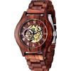Tiong Orologio sportivo meccanico in legno quadrante digitale cavo cinturino in legno con lancette luminose orologio meccanico uomo