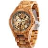 Tiong Orologio meccanico in legno per uomini, uomini Orologio scheletrico automatico in legno,Regali per uomini