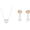 Swarovski Collana Infinity, Cuore, Bianco, Mix di placcature & Orecchini pendenti Lifelong Heart, Cuore, Bianchi, Placcato color oro rosa
