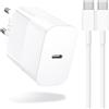Amoner Caricatore 30W con Cavo USB-C da 2m, Ricarica Rapida per iPhone 17/16/15, Samsung Galaxy S24/S23/S22,iPad,Xiaomi,QC PD 3.0 Rapido Caricabatterie USB Tipo C Presa Alimentatore Adattatore Spina