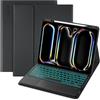CACOE Cover con Tastiera Compatibile con iPad Pro 13 Pollici M5/M4 2025/2024 con Touchpad, Custodia con Portapenne QWERTY Wireless Staccabile con Illuminata a 7 Colori, Nero