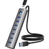 ORICO Hub USB 3.0, Hub USB 5Gbps in Alluminio 7 porte, cavo Lungo 100CM con porta di Alimentazione 5V/3A Type-C, Adattatore USB 3.0 Multipla Compatibile con MacBook, PS4, Surface Pro, HP