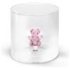 WD Lifestyle - Bicchiere in Vetro Borosilicato 250ml con Soggetto in Vetro Colorato Interno (Orsetto Rosa)
