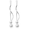 Orecchini a goccia sottili a forma di C | Silver