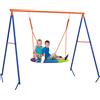 Outsunny Altalena da Giardino a Nido per 1-2 Bambini in Metallo Rinforzato, 196x172x180cm, Multicolore