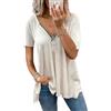 ABINGOO Maglietta Estiva da Donna a Maniche Corte Camicia Scollo a V e Cerniera Camicette Casual Tinta Unita Pullover Tunica Top Elegante Blusa Moda T-Shirt(Bianco,XXL)