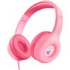 Trust Nouna Cuffie Rosa con Filo per Bambina 4-10 Anni con Limitazione del Volume (85dB), Cuffie On Ear Pieghevoli con Microfono Integrato e Adesivi, Jack 3.5mm, Auricolari per Musica, Aereo