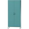 Jan Nowak Flavio Armadio Camera da Letto in Metallo- FLAVIO | Armadio 2 Ante con Ripiani, Asta Appendiabiti, Chiusura Magnetica | Guardaroba Scintillante per Cameretta | 80 x 185 x 45 cm | Azzurro