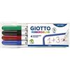 Giotto Robercolor - Confezione da 4 pennarelli per lavagna bianca, inchiostro a base d'acqua, colori base assortiti Punta fine