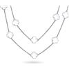 Bling Jewelry Bianco Fiore Lungo Placcato Oro Perlato Smalto Stazione Catena Avvolgere Strato Clover Collana Per Le Donne 40 Pollici