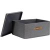 LOVE !T STORE !T LOVE IT STORE IT Premium Scatola Porta Oggetti con Coperchio - In Lino-cotone - Contenitori Rinforzi in Legno - Pieghevole - Grigio - 54x40x25 cm