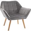 HOMCOM Poltroncina da Camera Design Scandinavo, Poltrona in Velluto e Legno, Color Grigio, per Soggiorno o Ufficio, 67x61.5x71cm