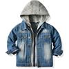 L SERVER Giacca Jean Ragazzi Cappotto Bambino Denim Top con Maniche Lunghe Casual Giubbotto Denim Outwear, Grigio con Cappuccio, 5 Anni