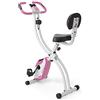 Ultrasport F-Bike 200B, trainer bicicletta, cyclette pieghevole, con schienale, computer allenamento LCD, peso massimo utente 110 kg, misurazione frequenza cardiaca, 8 livelli resistenza, Rosa/Bianco