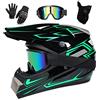 UIGJIOG Casco Cross Nero Opaco,Casco Integrale Motocross Omologato Compresi Occhiali Guanti e Mascherine Include 4 Misure di Rivestimento Del Casco Fornisci 4 Stili Tra Cui Scegliere,B