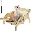 NIHUIFDPY Amaca per gatti, 39 x 35 x 29 cm, regolabile in altezza, in legno, sedia da spiaggia per gatti, con tiragraffi in sisal, comoda sedia a sdraio per spiaggia, casa, interni ed esterni