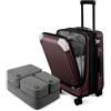 LEVEL8 Bagaglio a mano espandibile con set di 4 organizer, 55 cm Bagaglio a mano con scomparto per laptop, ABS+PC Hardshell Spinner con chiusura TSA, Rosa