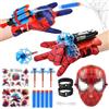 Taufe Set di 2 Spide-r Guanti per Bambino,Spara Ragnatele Spide-r,Maschera Spid-er Launcher Glove,Guanti Spid-er Bambino,Spid-er Glove Launcher Set,SPI-der Giocattolo Giocattoli da Polso Set