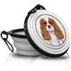 power gift Ciotola per cibo e acqua. Ciotola pieghevole e portatile con moschettone, ideale per viaggi ed escursioni. Una ciotola da viaggio pratica e unica per cani. (King Charles Spaniel)