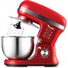 WeGeek Impastatrice Planetaria 1900W, Capienza 6,5 Litri, 6 Velocità pIù pulse, 3 Accessori Inclusi, Testata in Ghisa, Garanzia 2 Anni (Red)