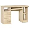 Easycomfort Scrivania da PC per Ufficio con Scaffali, Cassetti e Ripiano Testiera in Legno, 125x60x74cm