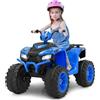 COSTWAY 24V Quad Elettrico per Bambini, Macchina Elettrica Cavalcabile con Musica Radio Luci a LED, Avvio Lento, Velocità Fino a 5km/h, per Bambini 3-8 Anni (Blu)