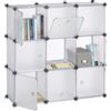 Relaxdays 10021955_50 Armadietto con Ante, Divisorio Casa in plastica, 9 Scomparti, 95 x 95 x 32 cm, Trasparente