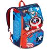 Seven Zaino Scuola Estensibile Disney - Captain America Legendary Avenger, Blu Rosso Bianco - Doppio Scomparto, Tasca Porta Borraccia - Bambino Marvel