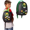 Miraculous Ladybug - Zaino nero Pop n' Swop Cat Noir con manico verde, 6 distintivi a clip e cerniera, zaino leggero, resistente e impermeabile con spallacci regolabili (Wyncor).