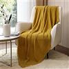 CREVENT Coperta morbida e leggera in stile bohémien, decorazione primaverile, per divano, sedia, letto, decorazione per la casa (127 x 152 cm, senape/giallo)
