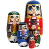 Oostifun FunnyGoo Bambola per nidificazione di legno fatta a mano colorata Kit di bambole russe di Natale Decorazione di regalo di Natale (soldato Schiaccianoci)