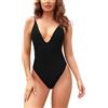 SHEKINI Costume da Bagno Donna Intero Profondo Scollo a V Backless High Cut Perizoma Monokini Un Pezzo Brasiliana Spiaggia Beachwear(XS, Nero)