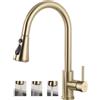 Tondiy Rubinetto da Cucina Oro Estraibile, con Doccetta a 3 Modalità, Miscelatore Cucina Girevole a 360°, Rubinetti Monocomando per Lavello ad Alta Pressione, Acciaio Inox 304