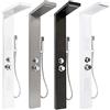 HUOLE Colonna Doccia HUOLE In acciaio Inox 304 Spazzolato, Miscelatore Pannello Design Moderno Multifunzione Soffione Idromassaggio Doccia A Cascata Doccetta (15 * 47 * 130 cm bianco)