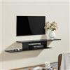 [en.casa] Mensola TV Sospesa a Muro Consolle Porta TV e Centri Multimediali Scaffale da Parete con Scomparto e Fori Passacavi 21 x 150 x 25 cm Nero