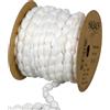Halbach Seidenbänder Passamontagna con pompon, larghezza 8 mm, lunghezza 15 m, nastro con pompon, decorazione per matrimoni, feste in giardino, colore: bianco